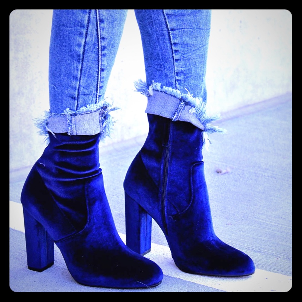 Blue Velvet Booties
